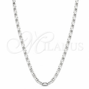 Gargantilla Basica 04.433.0016.16 Plata Rodinada, Diseño de Mariner, Pulido, Tono Plateado (Calibre 100, Grosor 04.2 MM, 16 Pulgadas de Largo)