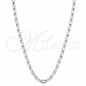 Gargantilla Basica 04.433.0016.16 Plata Rodinada, Diseño de Mariner, Pulido, Tono Plateado (Calibre 100, Grosor 04.2 MM, 16 Pulgadas de Largo)