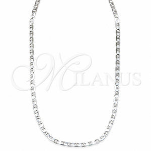 Gargantilla Basica 04.433.0017.16 Plata Rodinada, Diseño de Mariner, Pulido, Tono Plateado (Calibre 0.80, Grosor 03.6 MM, 16 Pulgadas de Largo)
