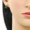 Arete Dormilona 02.342.0360.1 Oro Laminado, Diseño de Bola, con Zirconia Cubica Verde, Pulido, Tono Dorado