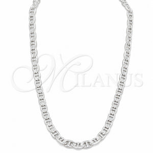 Gargantilla Basica 04.431.0005.24 Plata Rodinada, Diseño de Mariner, Diamantado, Tono Plateado (Calibre 150, Grosor 06.6 MM, 24 Pulgadas de Largo)
