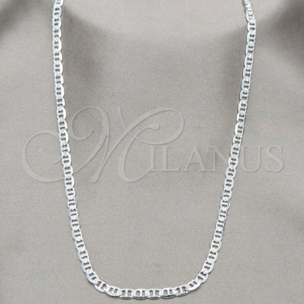 Gargantilla Basica 04.431.0007.20 Plata Rodinada, Diseño de Mariner, Diamantado, Tono Plateado (Calibre 100, Grosor 04.1 MM, 20 Pulgadas de Largo)