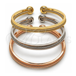 Aro Trio 07.170.0057 Oro Laminado, Diseño de Espiral, Pulido, Tres Tonos (Grosor 06 MM, Talla Unica)