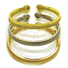 Aro Trio 07.170.0057 Oro Laminado, Diseño de Espiral, Pulido, Tres Tonos (06 MM Thickness, One size fits all)