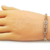 Pulsera Elegante 03.283.0472.08 Oro Laminado, Diseño de Paperclip y Hebilla del Cinturón, con Blanca Zirconia Cubica, Pulido, Tono Dorado (Thickness, 8 Inches Length)