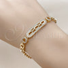 Pulsera Elegante 03.283.0472.08 Oro Laminado, Diseño de Paperclip y Hebilla del Cinturón, con Blanca Zirconia Cubica, Pulido, Tono Dorado (Thickness, 8 Inches Length)