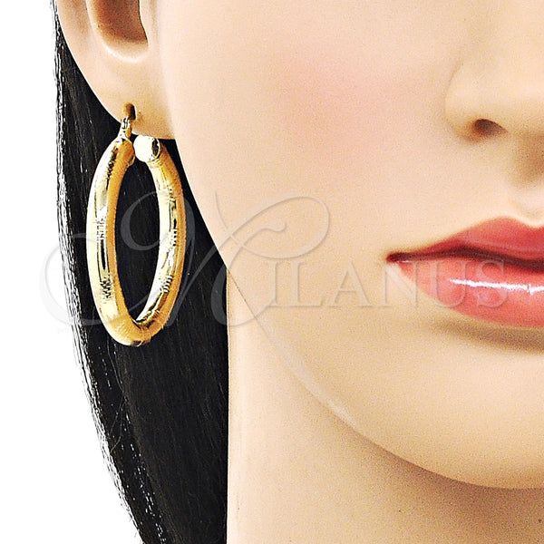Argolla Mediana 02.170.0309.40 Oro Laminado, Diseño de Hueco, Diamantado, Tono Dorado
