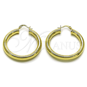 Argolla Mediana 02.170.0309.40 Oro Laminado, Diseño de Hueco, Diamantado, Tono Dorado