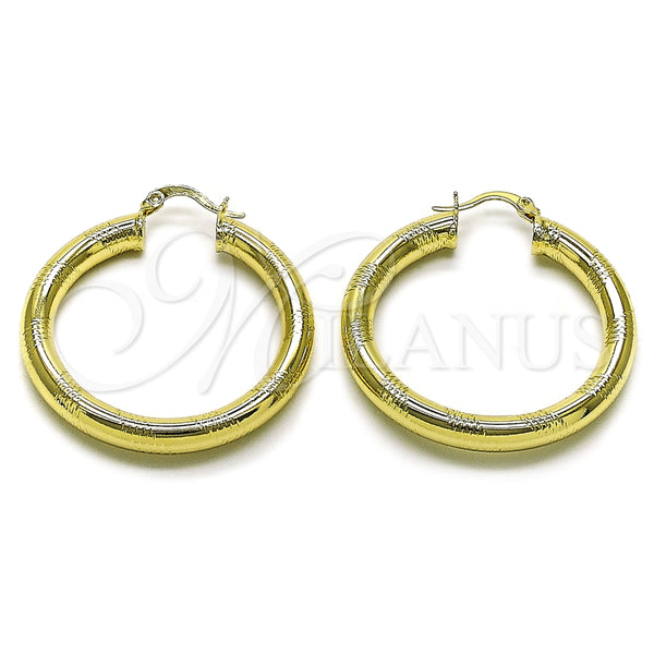 Argolla Mediana 02.170.0309.40 Oro Laminado, Diseño de Hueco, Diamantado, Tono Dorado