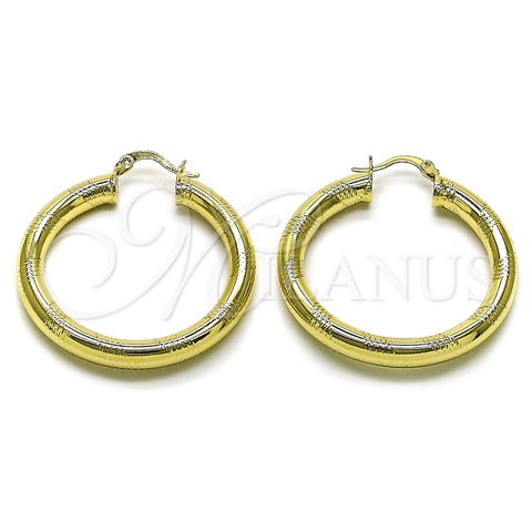 Argolla Mediana 02.170.0309.40 Oro Laminado, Diseño de Hueco, Diamantado, Tono Dorado