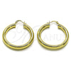Argolla Mediana 02.170.0309.40 Oro Laminado, Diseño de Hueco, Diamantado, Tono Dorado