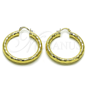 Argolla Mediana 02.213.0310.40 Oro Laminado, Diseño de Hueco, Diamantado, Tono Dorado