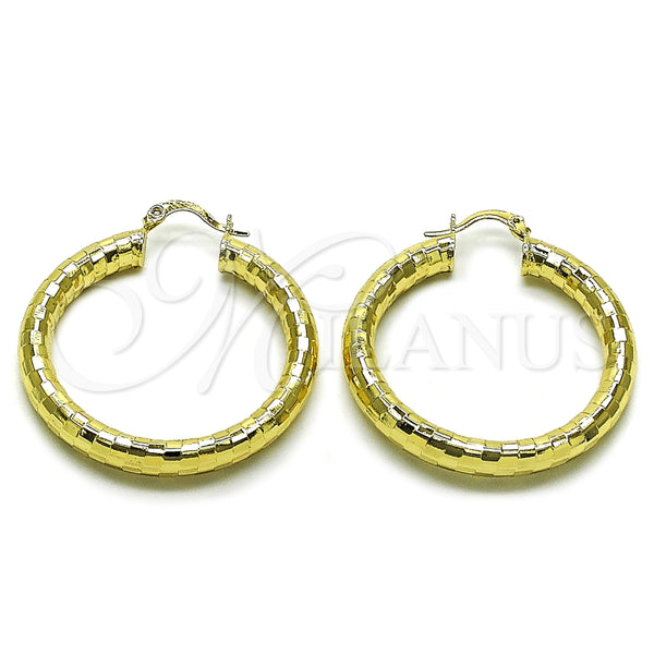 Argolla Mediana 02.213.0310.40 Oro Laminado, Diseño de Hueco, Diamantado, Tono Dorado