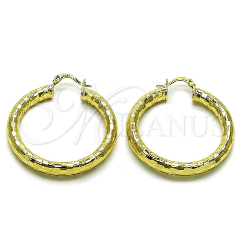 Argolla Mediana 02.213.0310.40 Oro Laminado, Diseño de Hueco, Diamantado, Tono Dorado