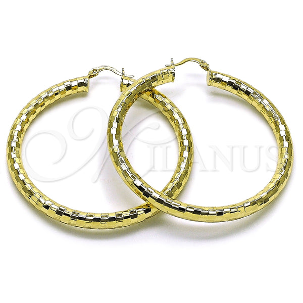 Argolla Grande 02.213.0310.60 Oro Laminado, Diseño de Hueco, Diamantado, Tono Dorado