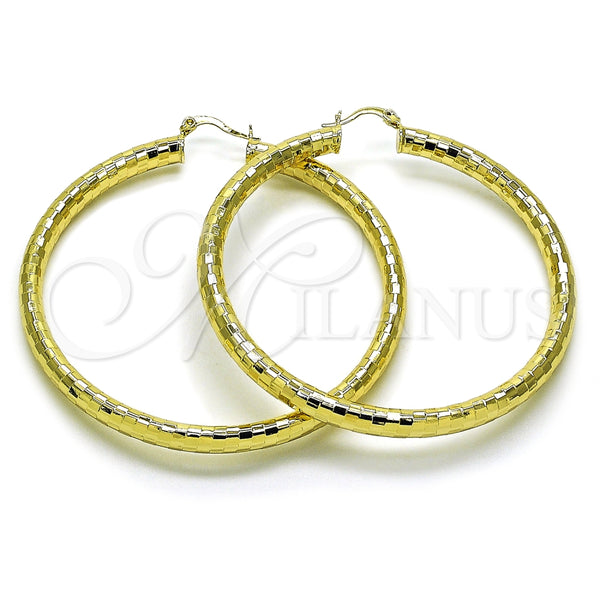 Argolla Extra Grande 02.213.0310.70 Oro Laminado, Diseño de Hueco, Diamantado, Tono Dorado