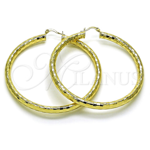Argolla Extra Grande 02.213.0310.70 Oro Laminado, Diseño de Hueco, Diamantado, Tono Dorado