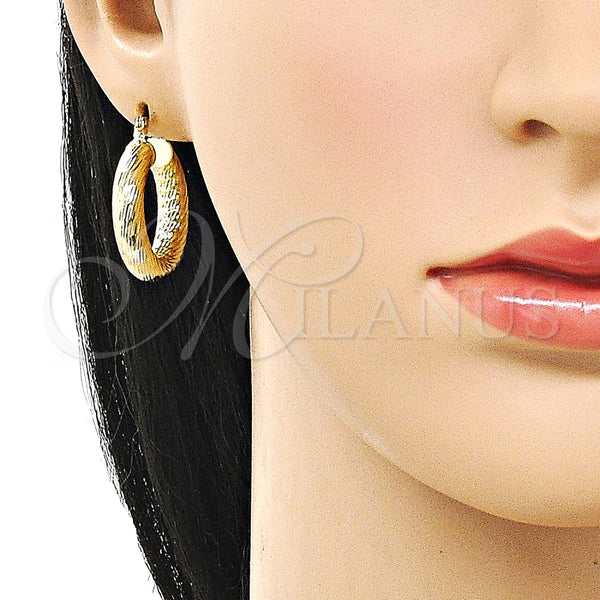 Argolla Pequeña 02.170.0310.25 Oro Laminado, Diseño de Hueco, Diamantado, Tono Dorado