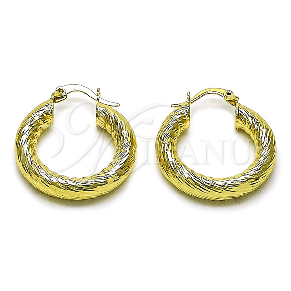 Argolla Pequeña 02.170.0310.25 Oro Laminado, Diseño de Hueco, Diamantado, Tono Dorado