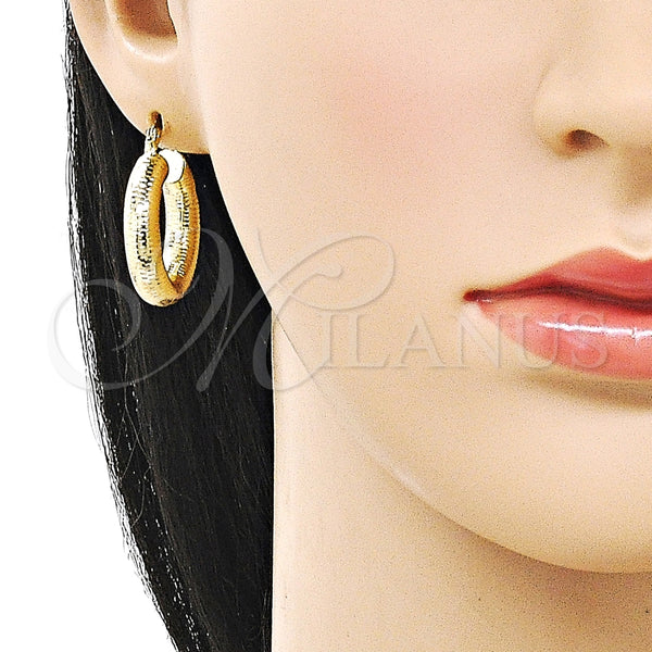 Argolla Pequeña 02.213.0812.25 Oro Laminado, Diseño de Hueco, Diamantado, Tono Dorado