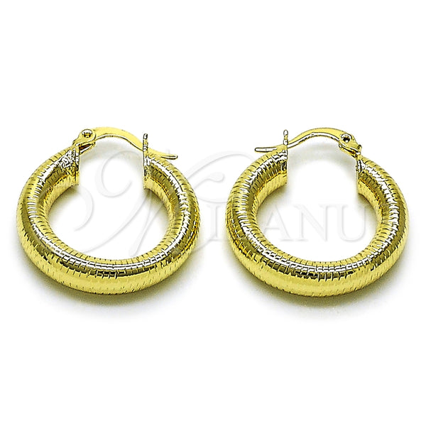 Argolla Pequeña 02.213.0812.25 Oro Laminado, Diseño de Hueco, Diamantado, Tono Dorado