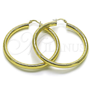 Argolla Grande 02.213.0812.60 Oro Laminado, Diseño de Hueco, Diamantado, Tono Dorado