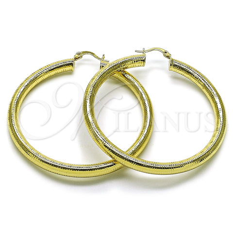 Argolla Grande 02.213.0812.60 Oro Laminado, Diseño de Hueco, Diamantado, Tono Dorado