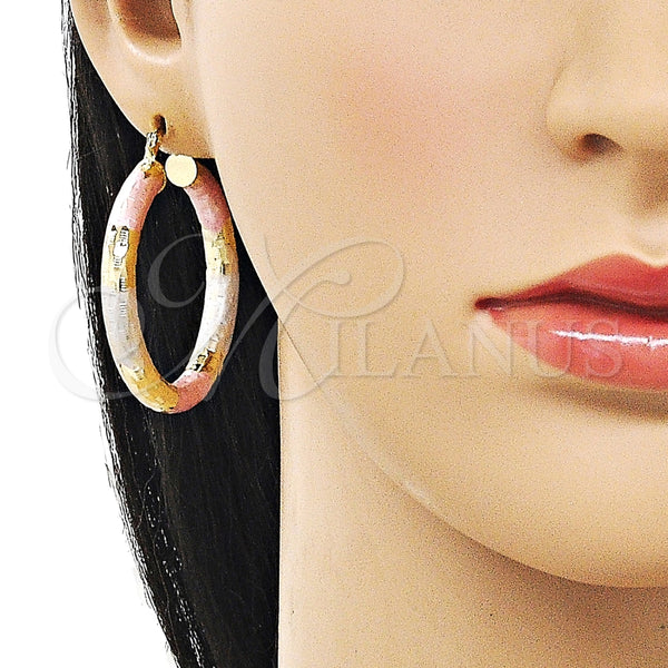Argolla Mediana 02.213.0313.1.40 Oro Laminado, Diseño de Hueco, Diamantado, Tres Tonos
