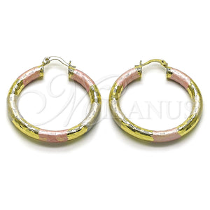 Argolla Mediana 02.213.0313.1.40 Oro Laminado, Diseño de Hueco, Diamantado, Tres Tonos