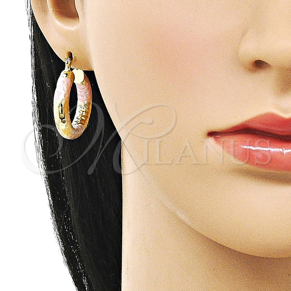 Argolla Mediana 02.213.0759.1.25 Oro Laminado, Diseño de Hueco, Diamantado, Tres Tonos