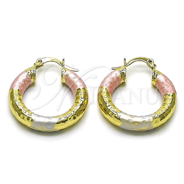 Argolla Mediana 02.213.0759.1.25 Oro Laminado, Diseño de Hueco, Diamantado, Tres Tonos