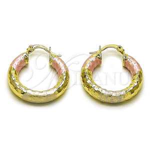 Argolla Mediana 02.213.0309.1.25 Oro Laminado, Diseño de Hueco, Diamantado, Tres Tonos