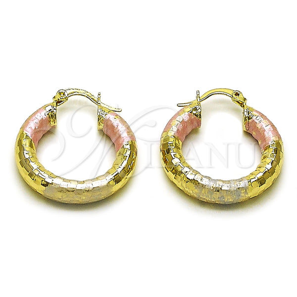 Argolla Mediana 02.213.0309.1.25 Oro Laminado, Diseño de Hueco, Diamantado, Tres Tonos