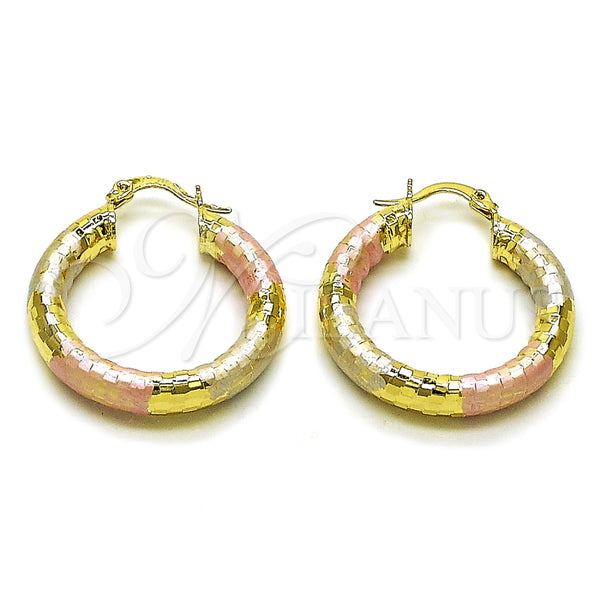 Argolla Mediana 02.213.0309.1.30 Oro Laminado, Diseño de Hueco, Diamantado, Tres Tonos