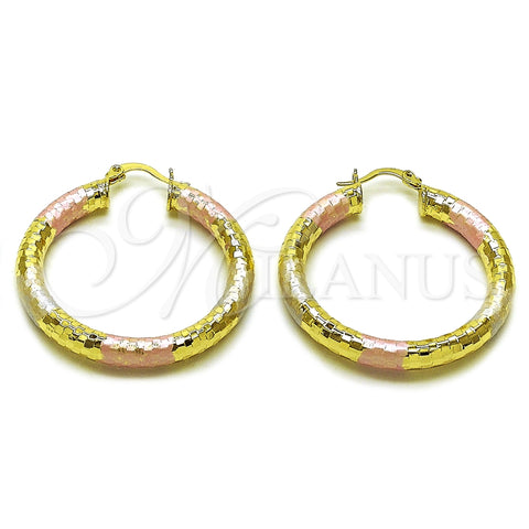 Argolla Mediana 02.213.0309.1.40 Oro Laminado, Diseño de Hueco, Diamantado, Tres Tonos