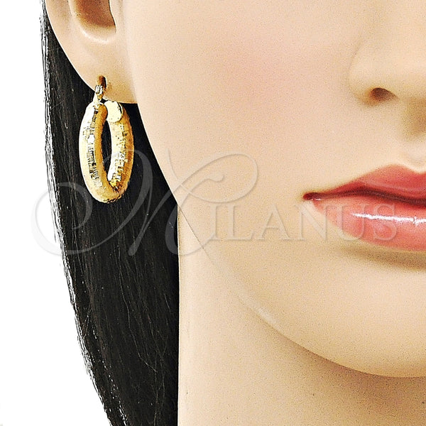 Argolla Pequeña 02.213.0818.25 Oro Laminado, Diseño de Hueco, Diamantado, Tono Dorado