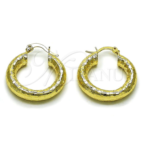 Argolla Pequeña 02.213.0818.25 Oro Laminado, Diseño de Hueco, Diamantado, Tono Dorado