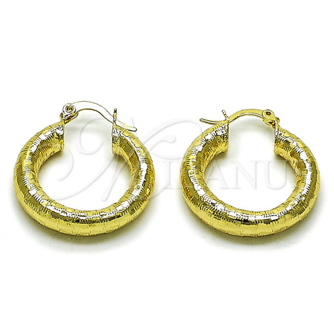 Argolla Pequeña 02.213.0818.25 Oro Laminado, Diseño de Hueco, Diamantado, Tono Dorado