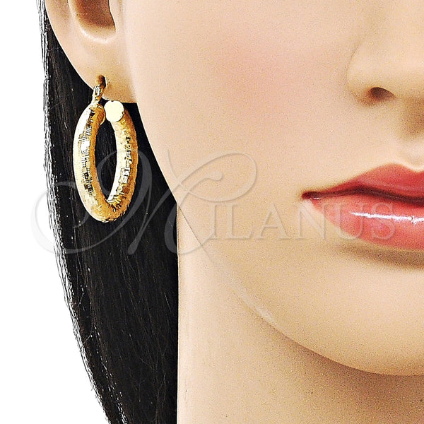 Argolla Mediana 02.213.0818.30 Oro Laminado, Diseño de Hueco, Diamantado, Tono Dorado