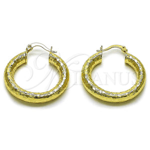 Argolla Mediana 02.213.0818.30 Oro Laminado, Diseño de Hueco, Diamantado, Tono Dorado