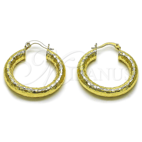 Argolla Mediana 02.213.0818.30 Oro Laminado, Diseño de Hueco, Diamantado, Tono Dorado