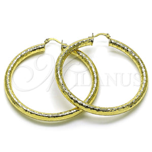 Argolla Grande 02.213.0818.60 Oro Laminado, Diseño de Hueco, Diamantado, Tono Dorado