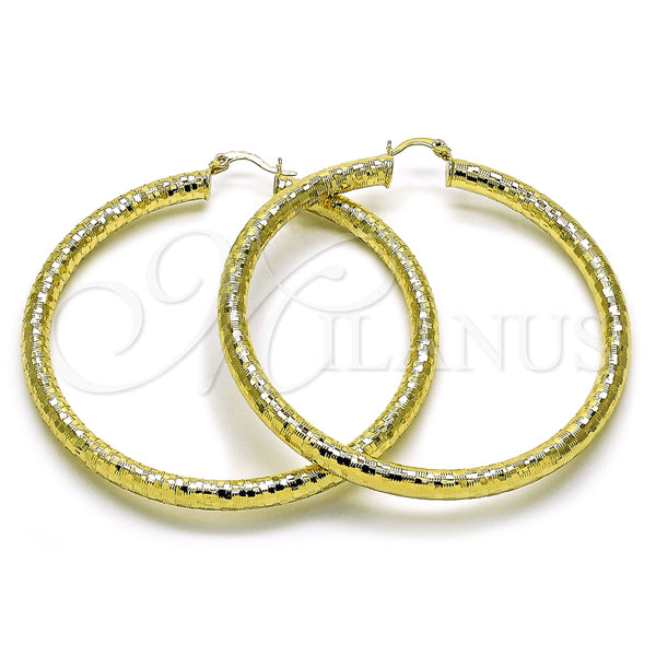 Argolla Extra Grande 02.213.0818.70 Oro Laminado, Diseño de Hueco, Diamantado, Tono Dorado