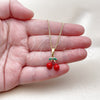 Collares con Dije 04.284.0061.18 Oro Laminado, Diseño de Cereza, Esmaltado Rojo, Tono Dorado (Thickness, 18 Inches Length)