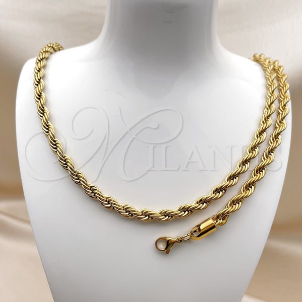 Collar y Pulsera 06.257.0001 Oro Laminado, Diseño de Rope, Pulido, Tono Dorado