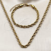 Collar y Pulsera 06.257.0001 Oro Laminado, Diseño de Rope, Pulido, Tono Dorado