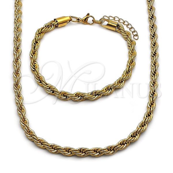 Collar y Pulsera 06.257.0001 Oro Laminado, Diseño de Rope, Pulido, Tono Dorado
