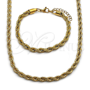Collar y Pulsera 06.257.0001 Oro Laminado, Diseño de Rope, Pulido, Tono Dorado