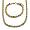 Collar y Pulsera 06.257.0001 Oro Laminado, Diseño de Rope, Pulido, Tono Dorado