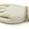 Pulsera Básica 03.257.0001.09 Acero Inoxidable, Diseño de Miami Cubana, Pulido, Tono Dorado (09 MM Thickness, 9 Inches Length)